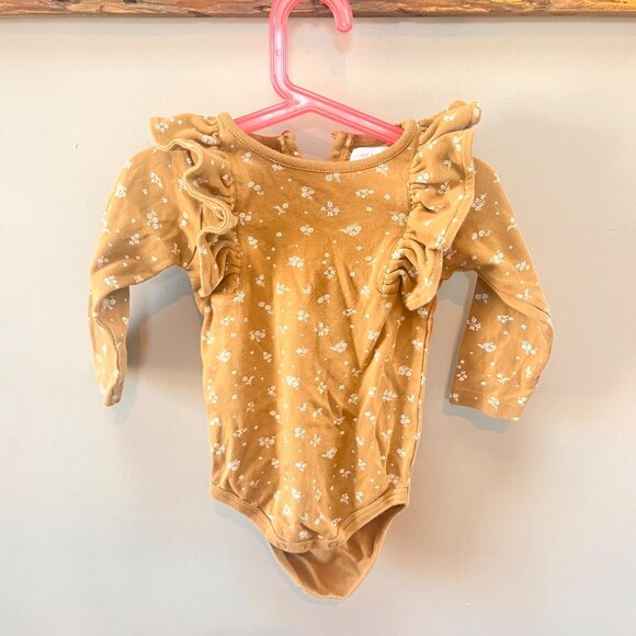 Jamie Kay Baby‎ Girls Floral Print Long Sleeve Bodysuit With Ruffle Details Size - Picture 2 of 4